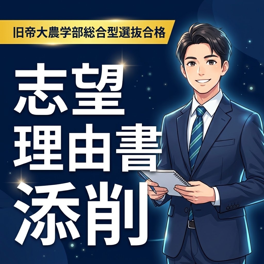 難関大学総合型選抜の志望理由書コンサルします 旧帝大農学部（総合型選抜合格）×大手金融機関合格 イメージ1