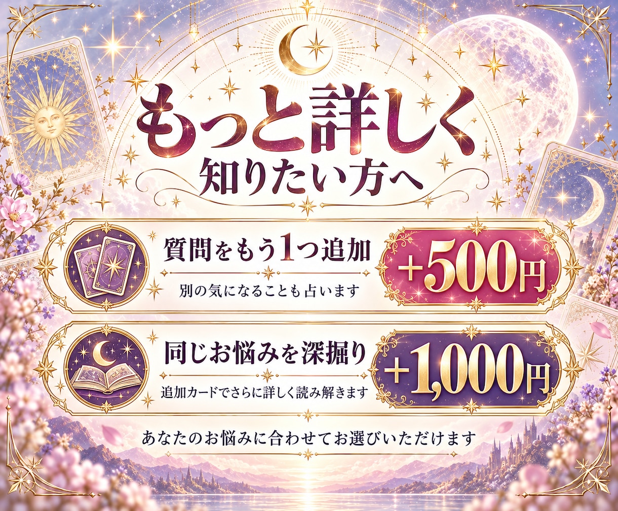 タロットでお悩みをなんでも1つ鑑定します 最短60分・500円｜恋愛・仕事・人間関係など丁寧に占います イメージ4