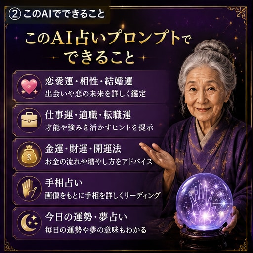 占いばばが視るあなたの運勢みます 今話題の、稼げるAI占いプロンプト販売 イメージ2