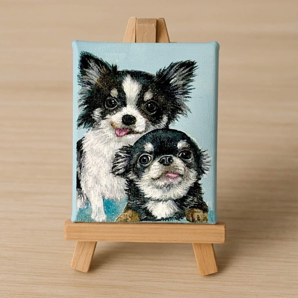 小さな「うちの子」キャンバスアートをお描きします 7×7cmサイズペット似顔絵｜犬・猫・鳥・小動物・爬虫類OK イメージ5