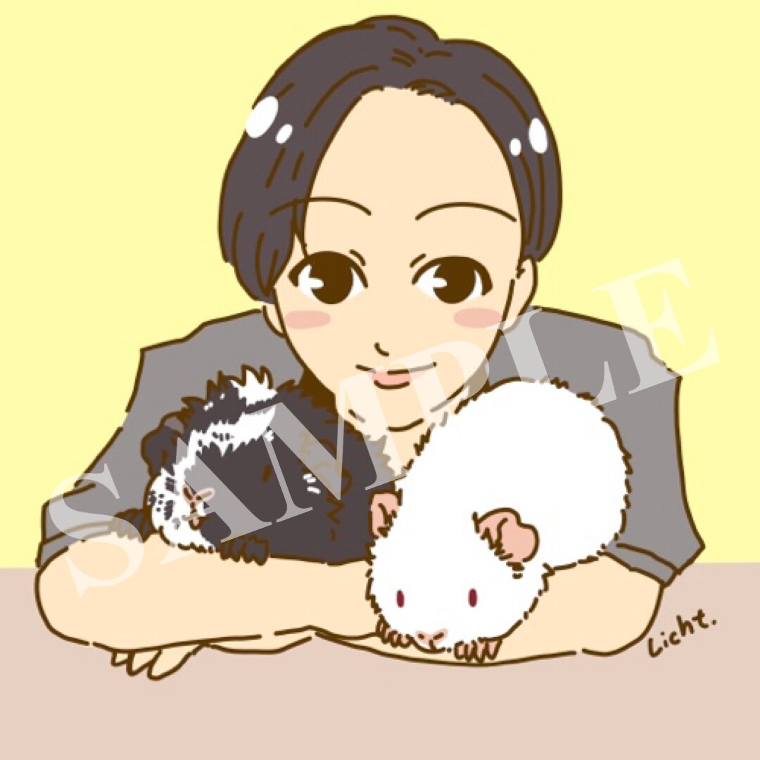 ペットと一緒の似顔絵描きます ゆるかわ風の似顔絵とペットと一緒のアイコン描きます イメージ3