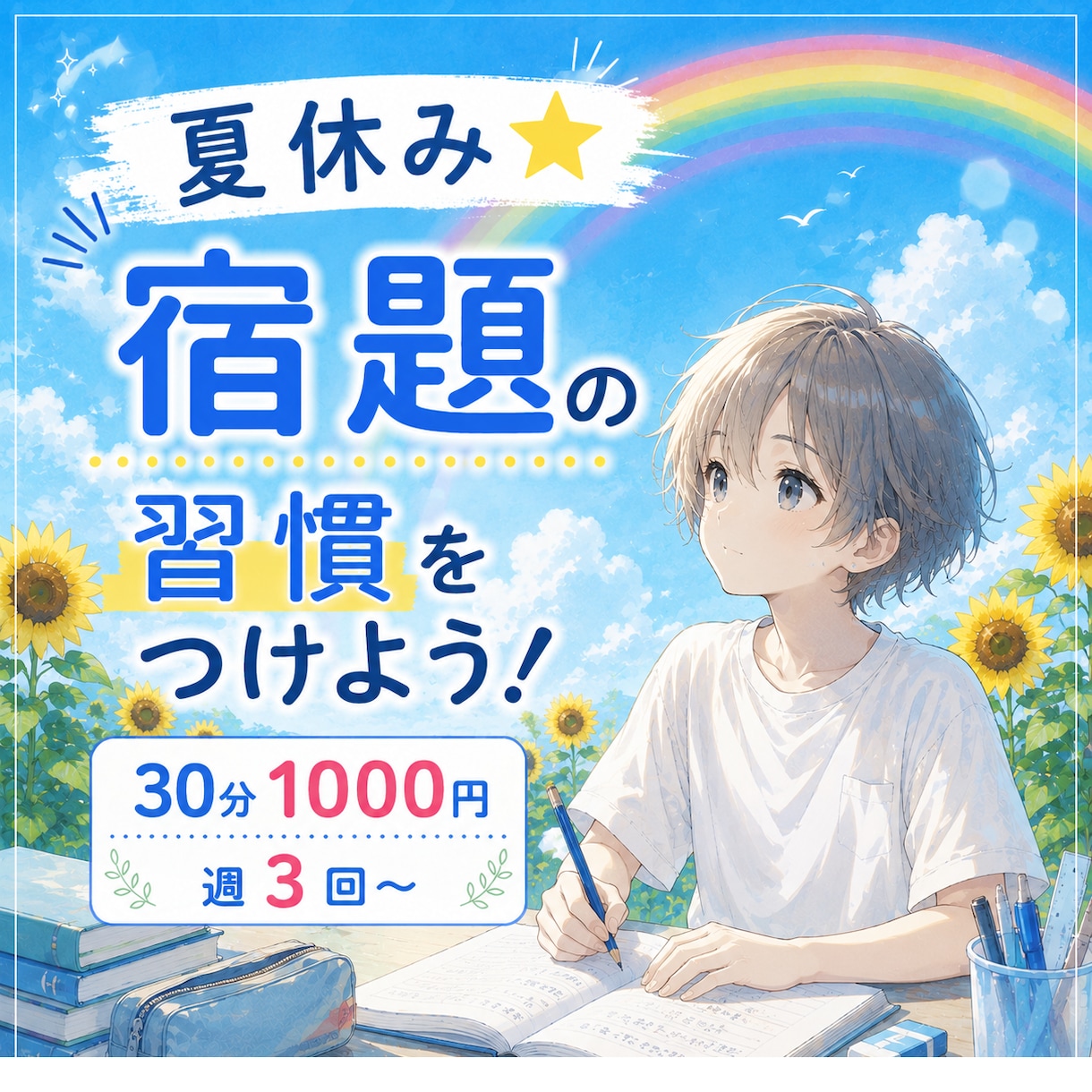 夏休み☆こそ！宿題の習慣をつけよう！サポートします 毎日同じ時間に机に向かって友達より早く宿題を終わらせよう！ イメージ2