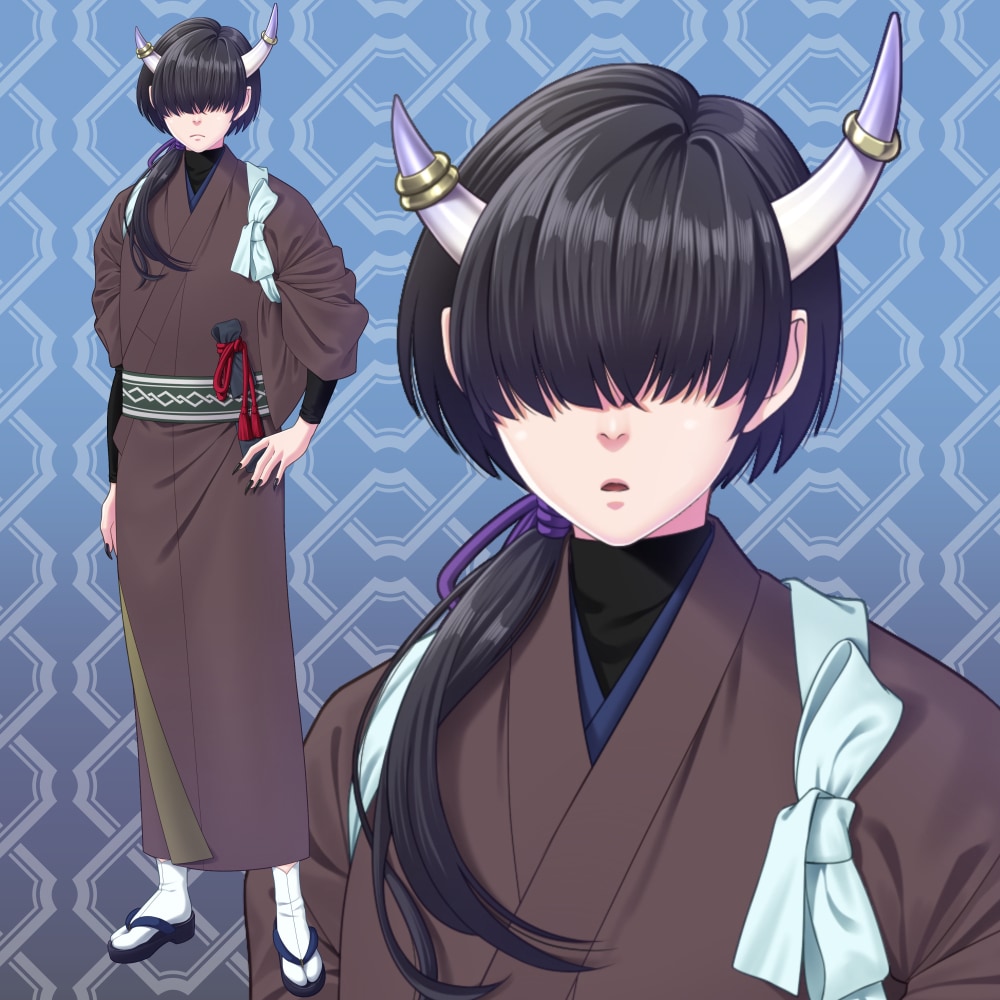和服男性キャラの立ち絵販売します 企業案件実績あります！【目隠れ/和服/角男子/表情6種】 イメージ1