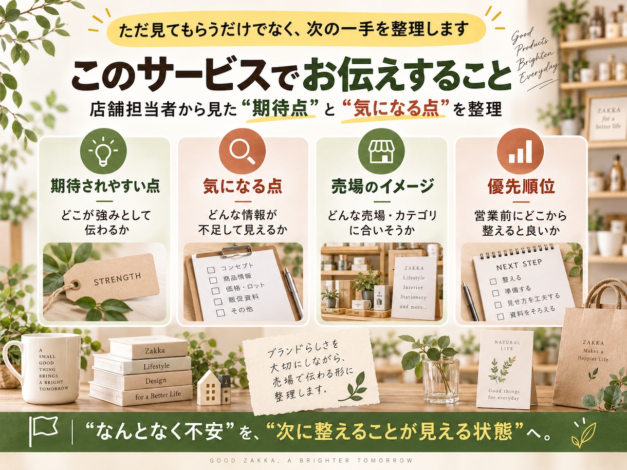 雑貨店への営業前にブランドを整理します 売場歴16年｜店舗担当者に伝わる形を整理します イメージ2