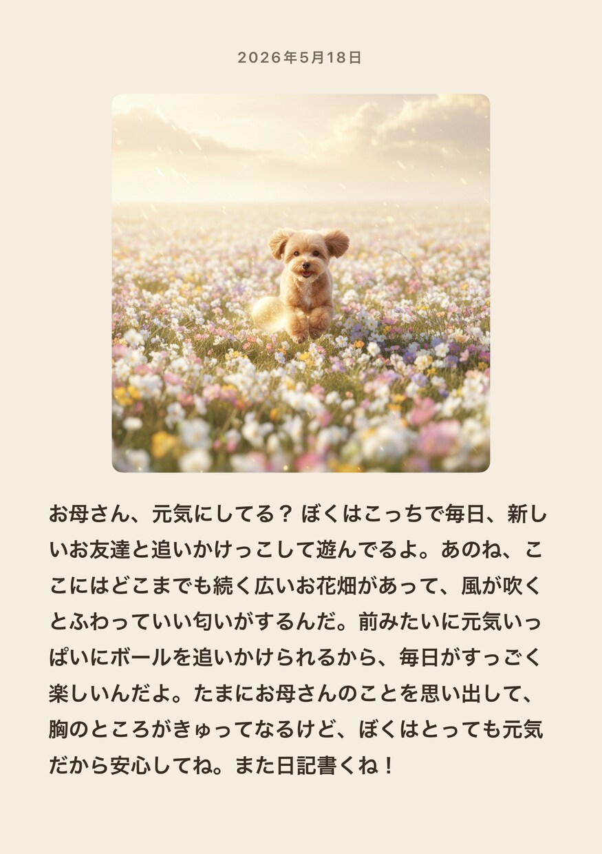 天国のあの子から、お手紙とお写真を1通お届けします あの子の性格や思い出から綴ります イメージ1