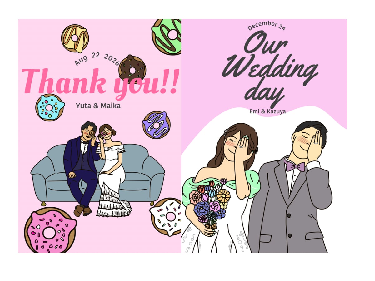 ポップで可愛い結婚式イラスト描きます お写真から世界にひとつの特別な1枚を制作します⁎*⑅♡ イメージ3