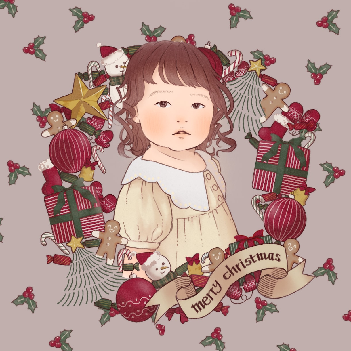 クリスマスにぴったりな似顔絵を描きます プレゼントやSNSアイコンにおすすめ！ペットも描けます。 イメージ1