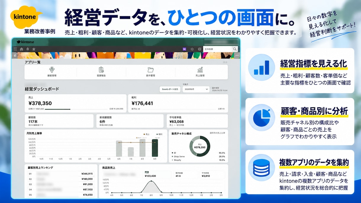 kintoneで業務管理アプリを作成します Excel管理をシンプルで使いやすい仕組みに イメージ6