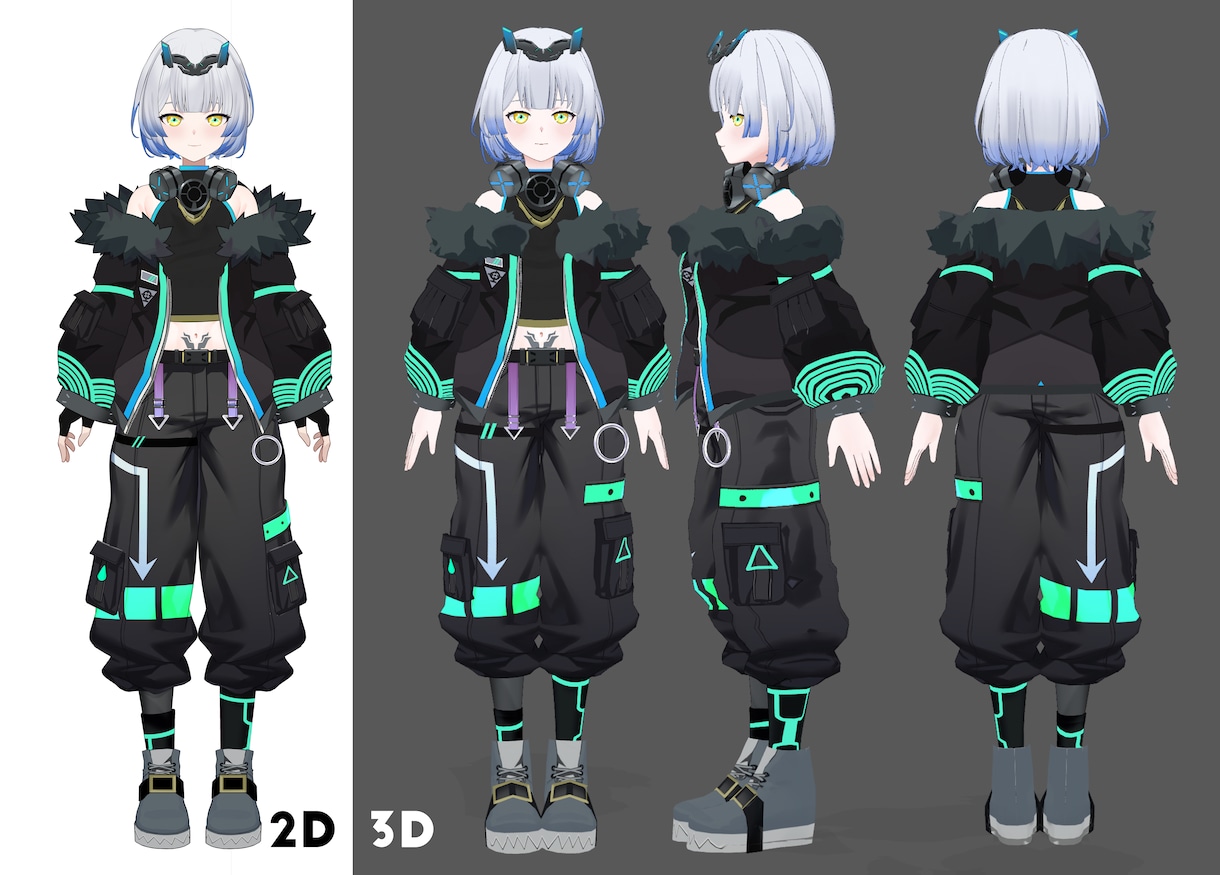 キャラデザから丸ごと対応3DVTuber制作します 修正無制限！MMD、パーフェクトフェイス、VRchat対応！ イメージ6