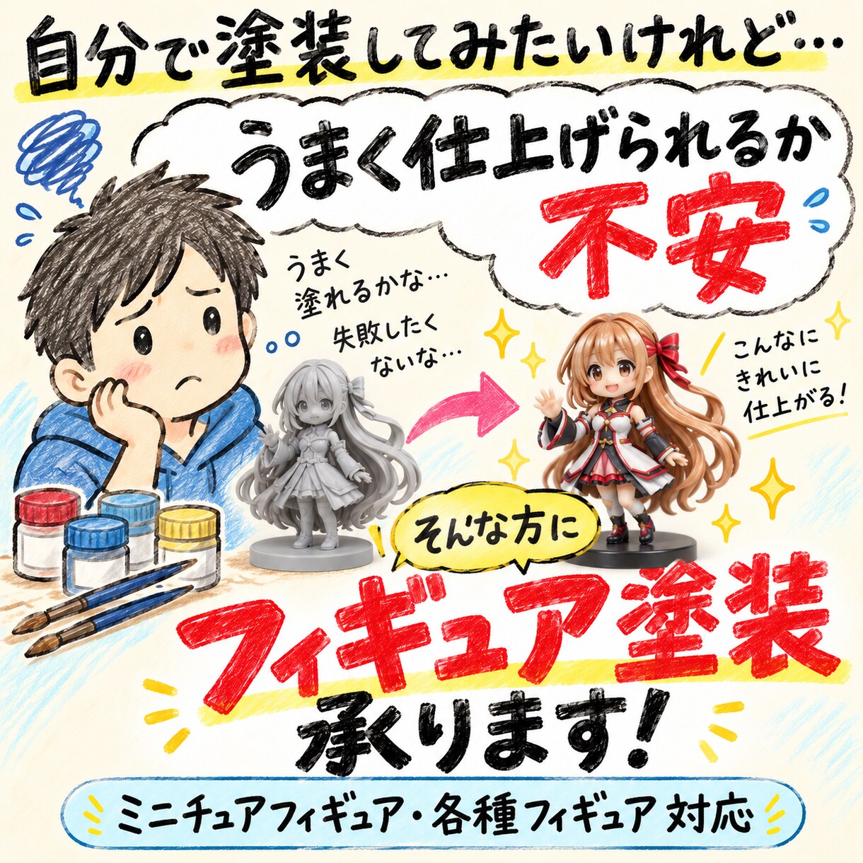 大切なフィギュアを、丁寧に塗装します 未塗装フィギュアを、理想の一体へ。 イメージ1
