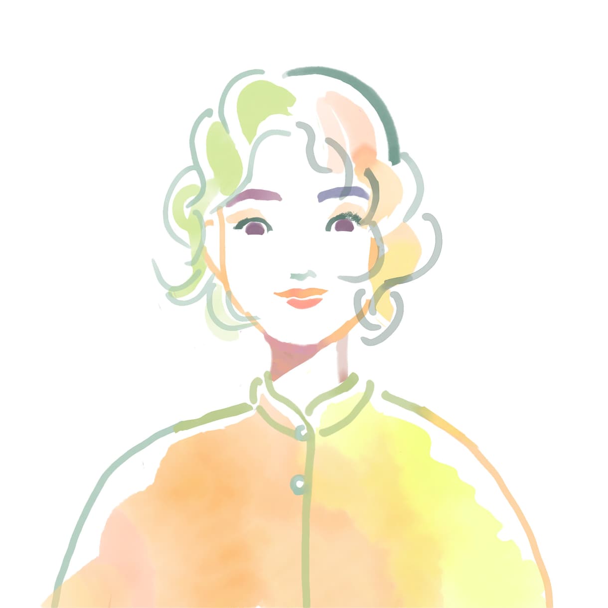 カラフルでおしゃれな水彩風似顔絵をお描きします ★手描きタッチがナチュラルでオシャレな似顔絵アイコン★ イメージ3