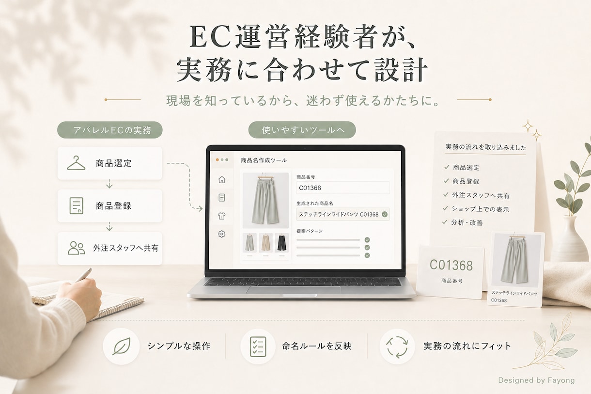 アパレルEC専用の商品名作成AIツールを制作します 画像と商品番号を入れるだけ。ショップの命名ルールも反映します イメージ6