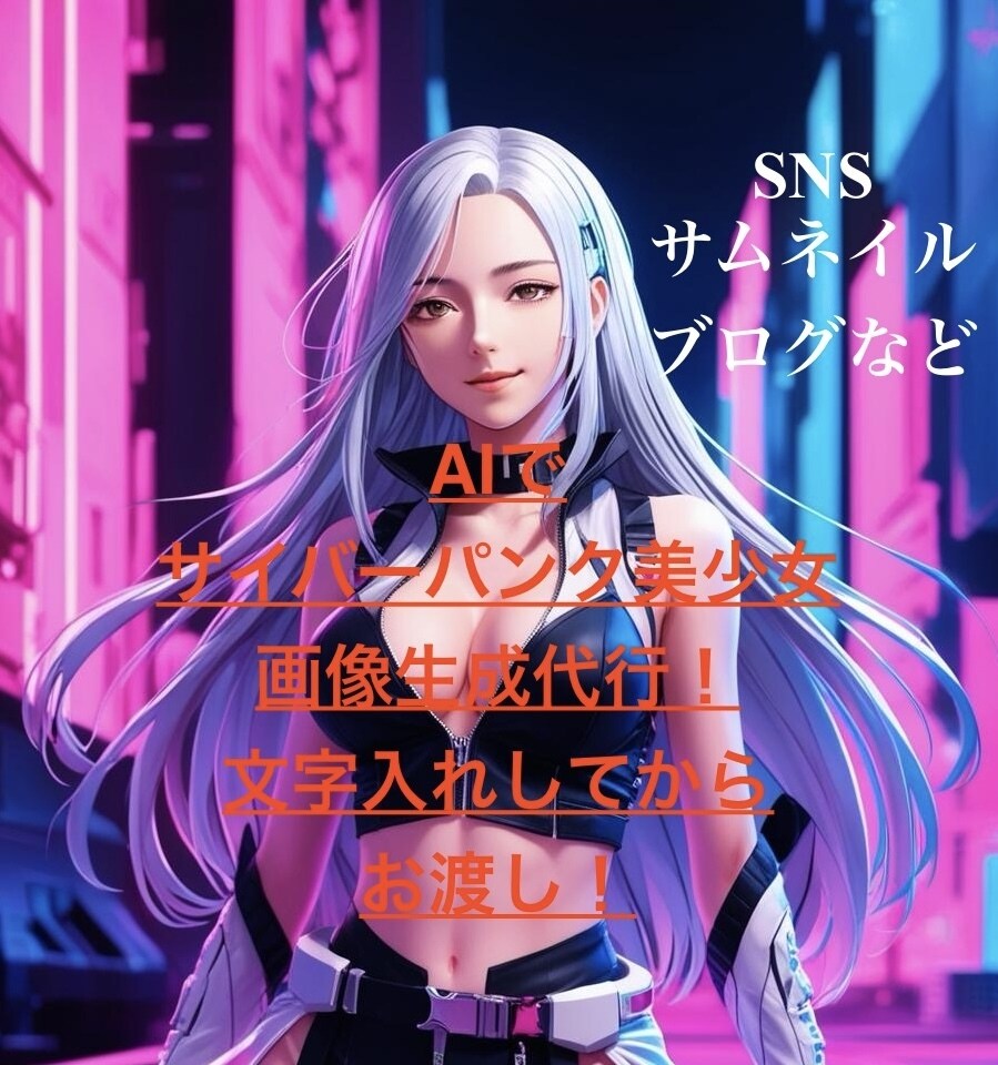 AIでサイバーパンク美少女のSNS画像生成します SNSやブログに！文字入れします！商用利用自由！ イメージ1
