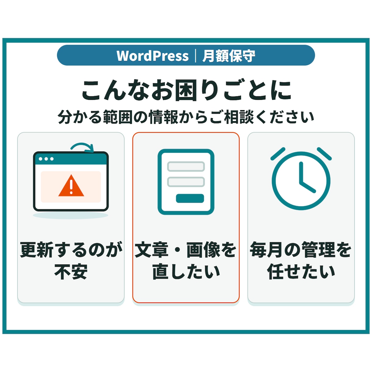 WordPressの保守・更新を月額で対応します 更新前のバックアップから軽微修正・月次報告まで対応 イメージ2