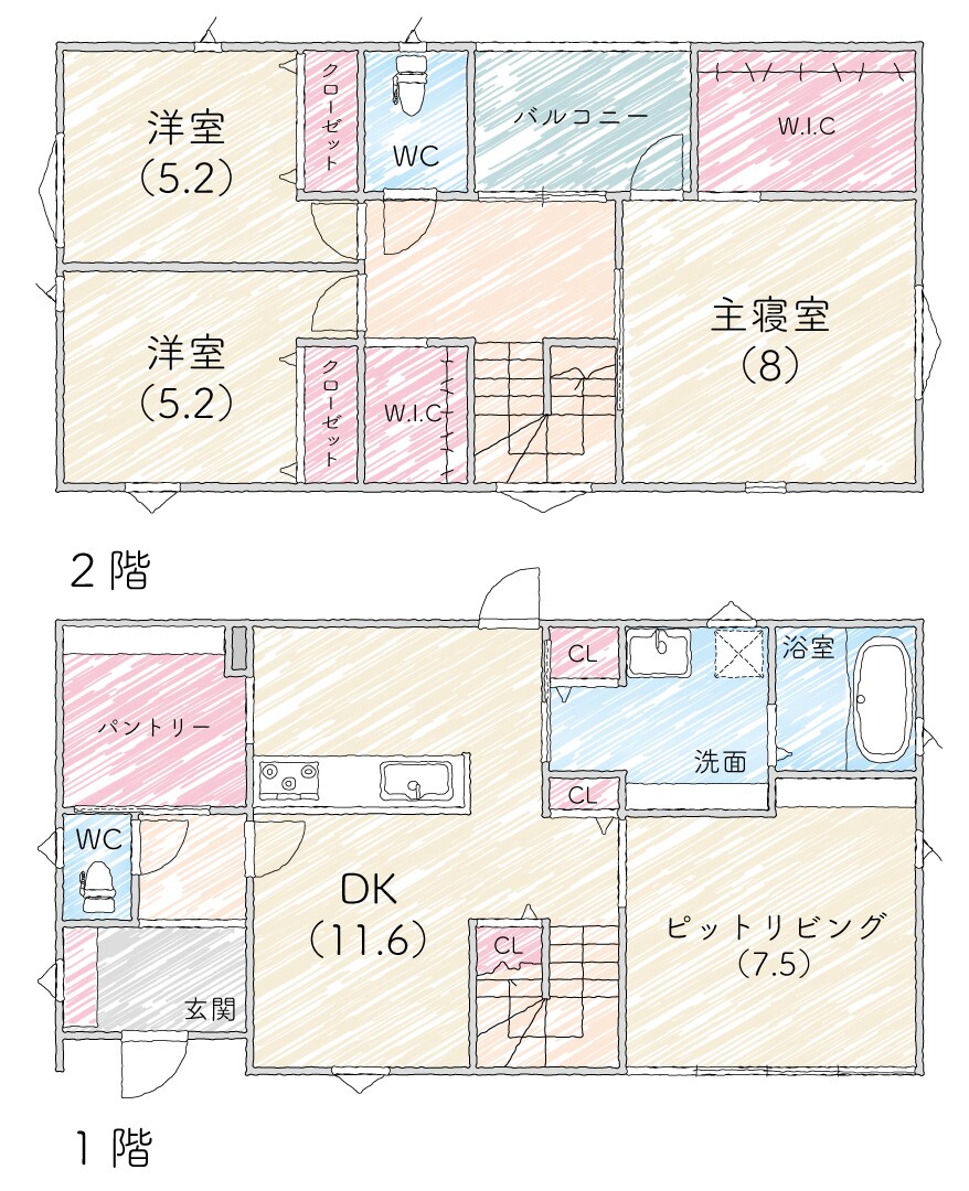 ネットやファクトに使いやすい間取図を作ります 【翌日納品可】ちょうど良いデザインの間取図です イメージ1