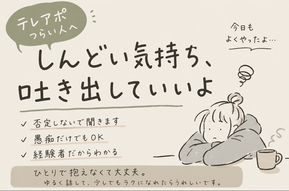 テレアポ営業架電がしんどい人愚痴など聞きます どこにもぶつけれないあの感情共感します イメージ1
