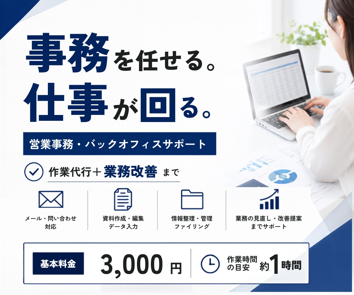 忙しい社長の右腕として、営業事務をサポートします 受発注・見積・請求・業務改善まで対応します イメージ1