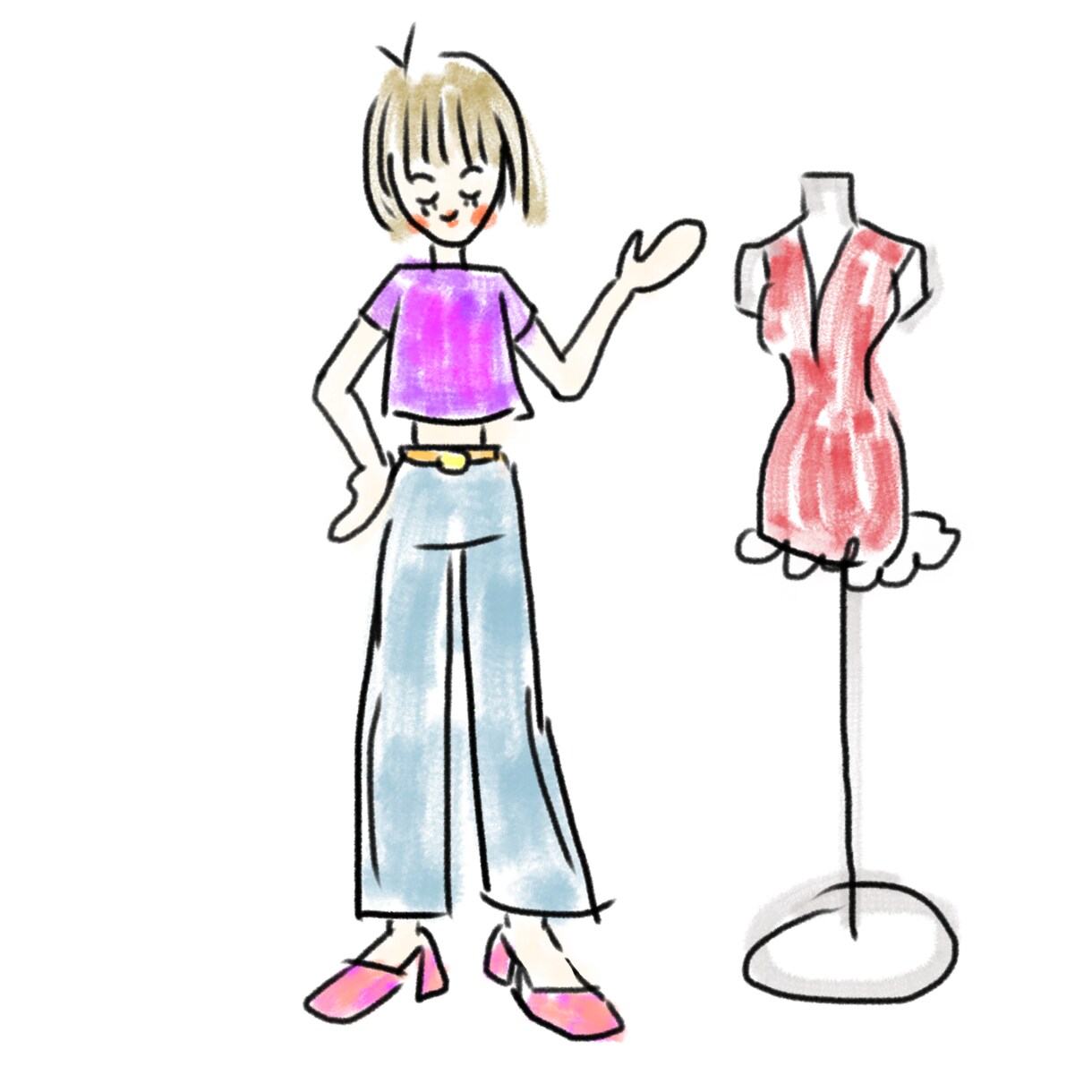 ゆるふわ下手感オシャレな女の子のイラスト描きます 商用OK、女の子ファッションのイメージをイラストにします！ イメージ7