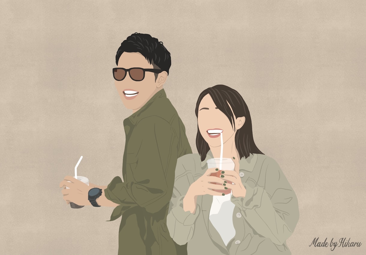 お洒落なフラットデザインで似顔絵を作成します 海外テイストなフラットデザイン似顔絵・アイコン イメージ9