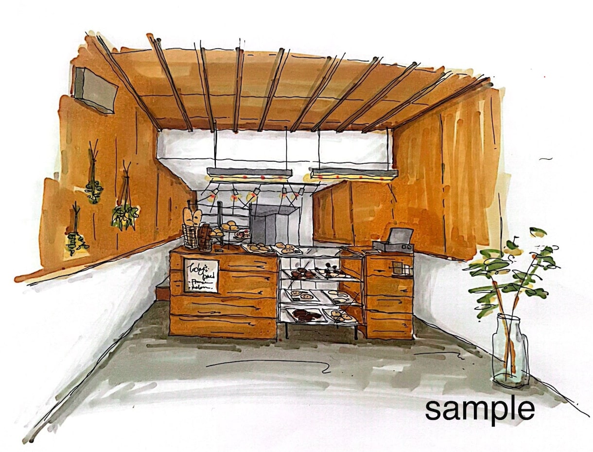 手描きで空間のイメージスケッチ制作いたします 住宅から店舗まで対応可能です！ イメージ4