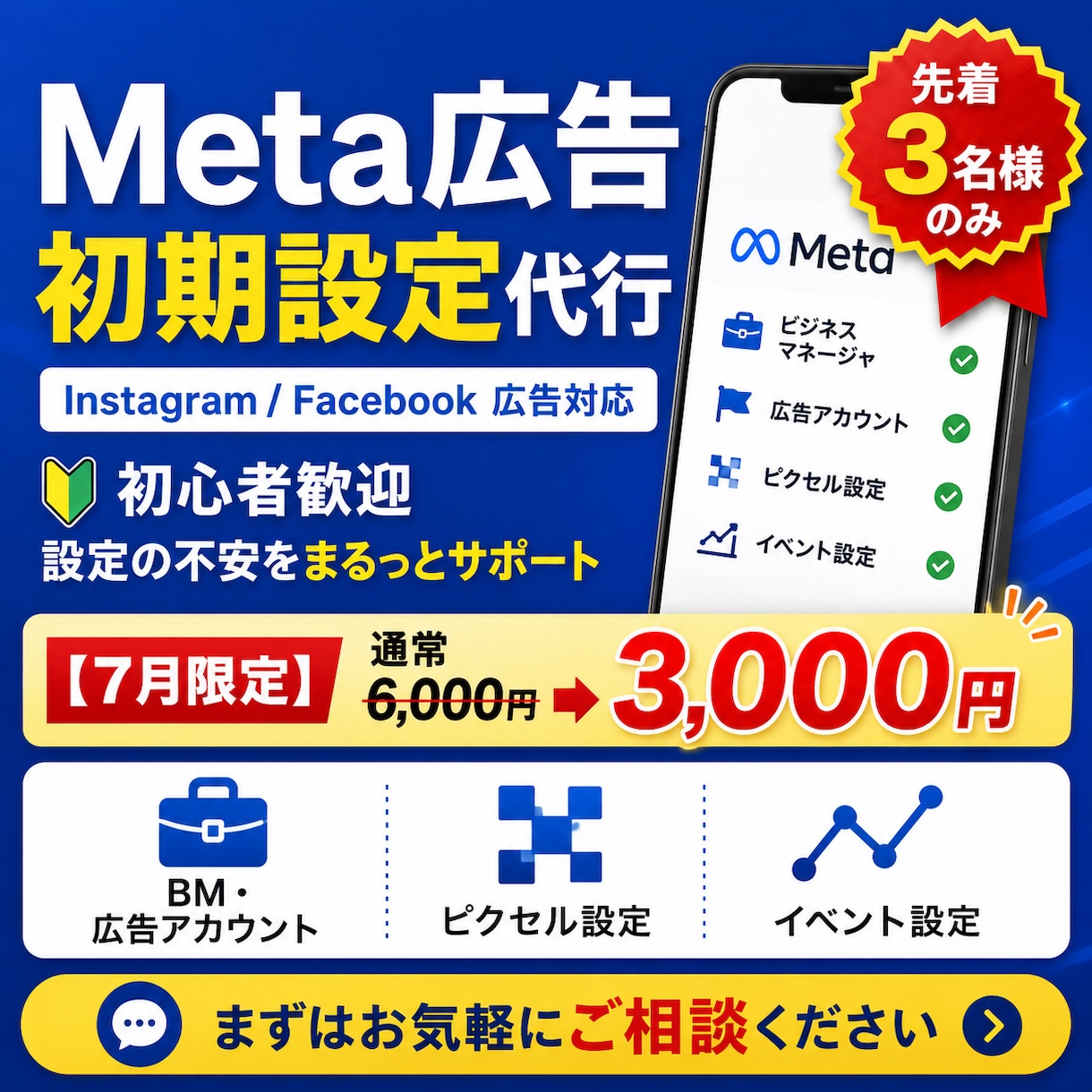 Meta広告初期設定まるっとサポートします 【7月限定】嬉しい半額キャンペーン中！ イメージ1
