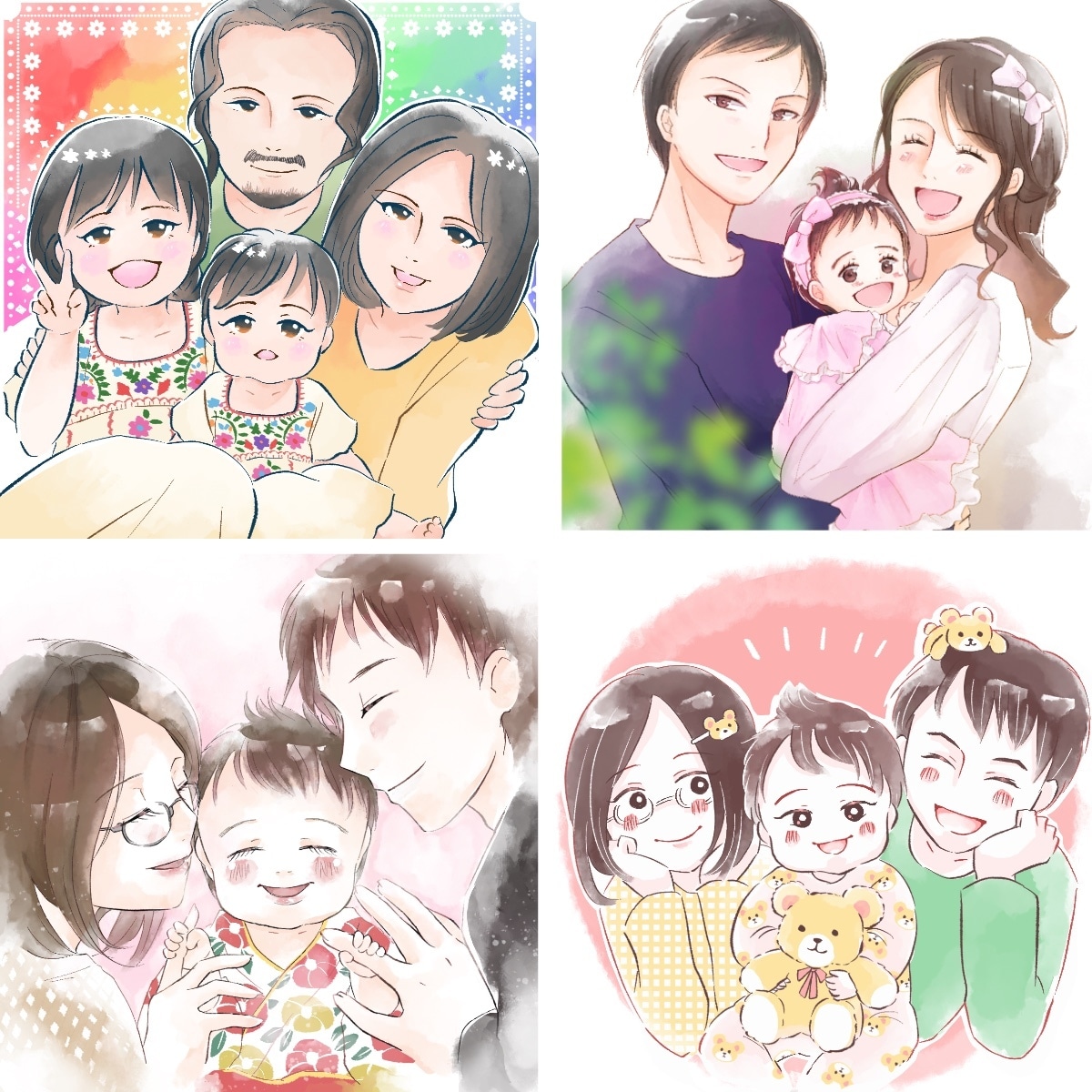 似顔絵イラストを優しい水彩風タッチでお描きします プレゼントや観賞用、ブログ用など！用途に合わせてお描きします イメージ2