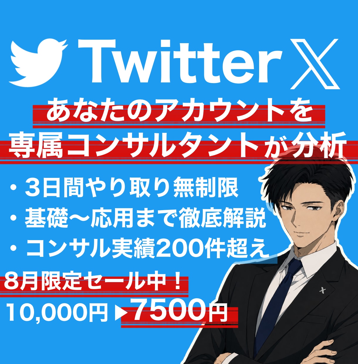 あなたのTwitter,Xアカウントコンサルします アカウントに必要な運営法等をプロが３日間解説！質疑応答あり◎ イメージ1