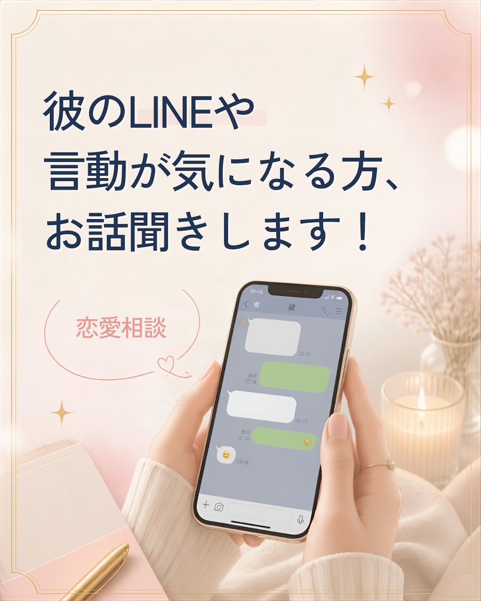 彼のLINEや言動が気になる方、お話聞きます 1分100円〜！お気軽にどうぞ！ イメージ1
