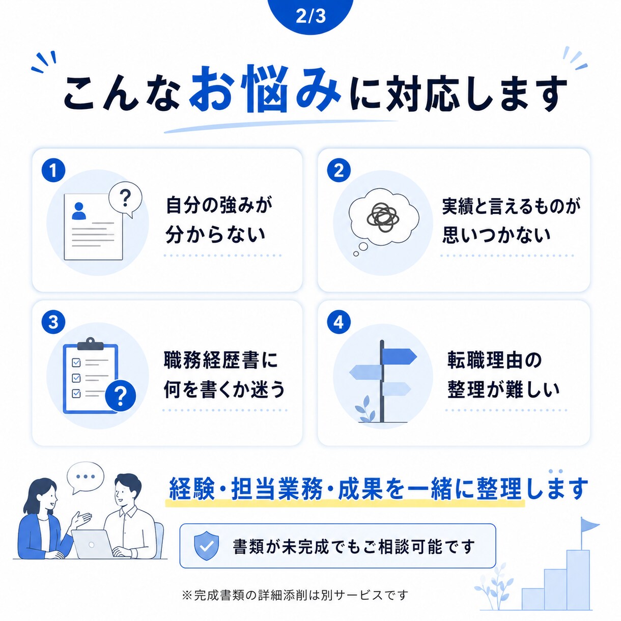 可能性を広げるためのキャリア棚卸しサポートします 【先着5名割引】経歴書作成の壁打ちや漠然としたキャリア不安も イメージ2