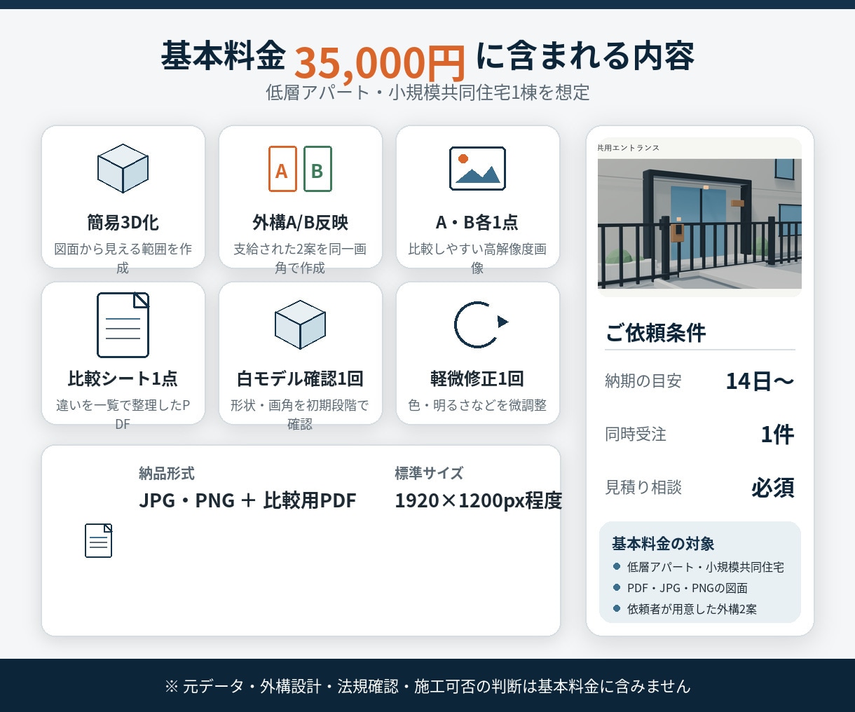 アパート外観・外構比較パースを作成します 支給された2案を同じ画角で分かりやすく比較 イメージ3