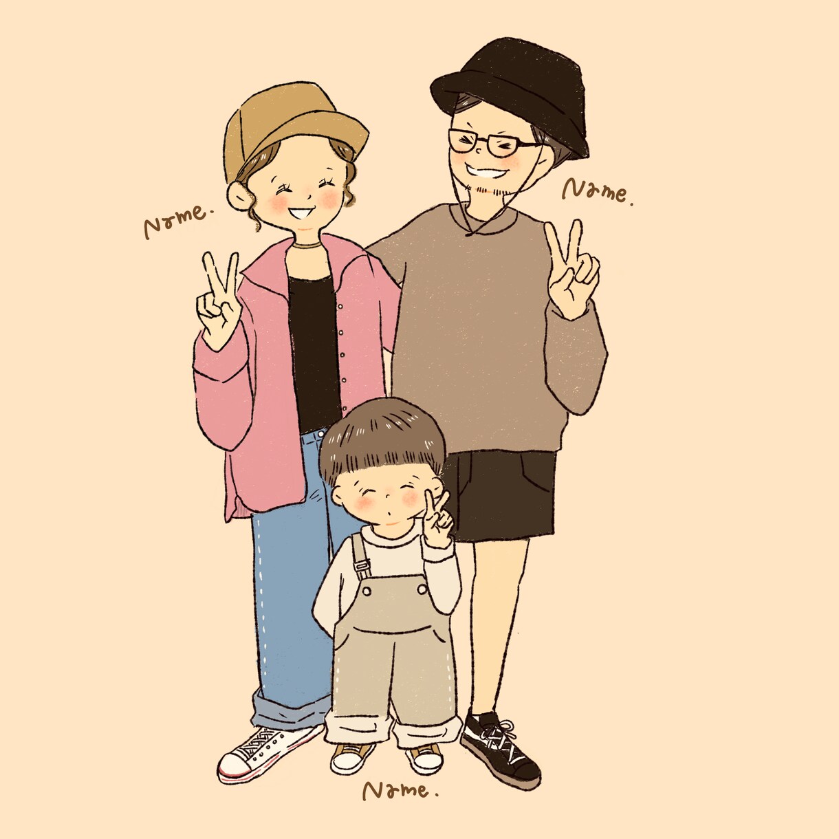 家族、カップル、お子様の似顔絵描きます シンプルだけど可愛い。似顔絵イラストSNSアイコン イメージ5