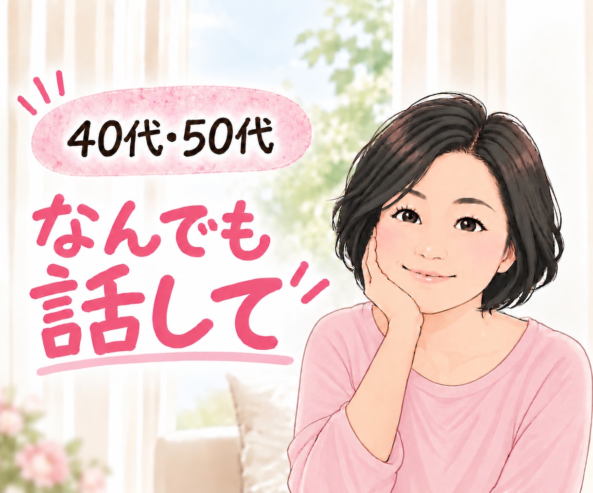 40代・50代の「ちょっと聞いて！」に寄り添います 話して心を楽に♡家族・仕事・更年期の悩み、何気ないお喋りも☆ イメージ1