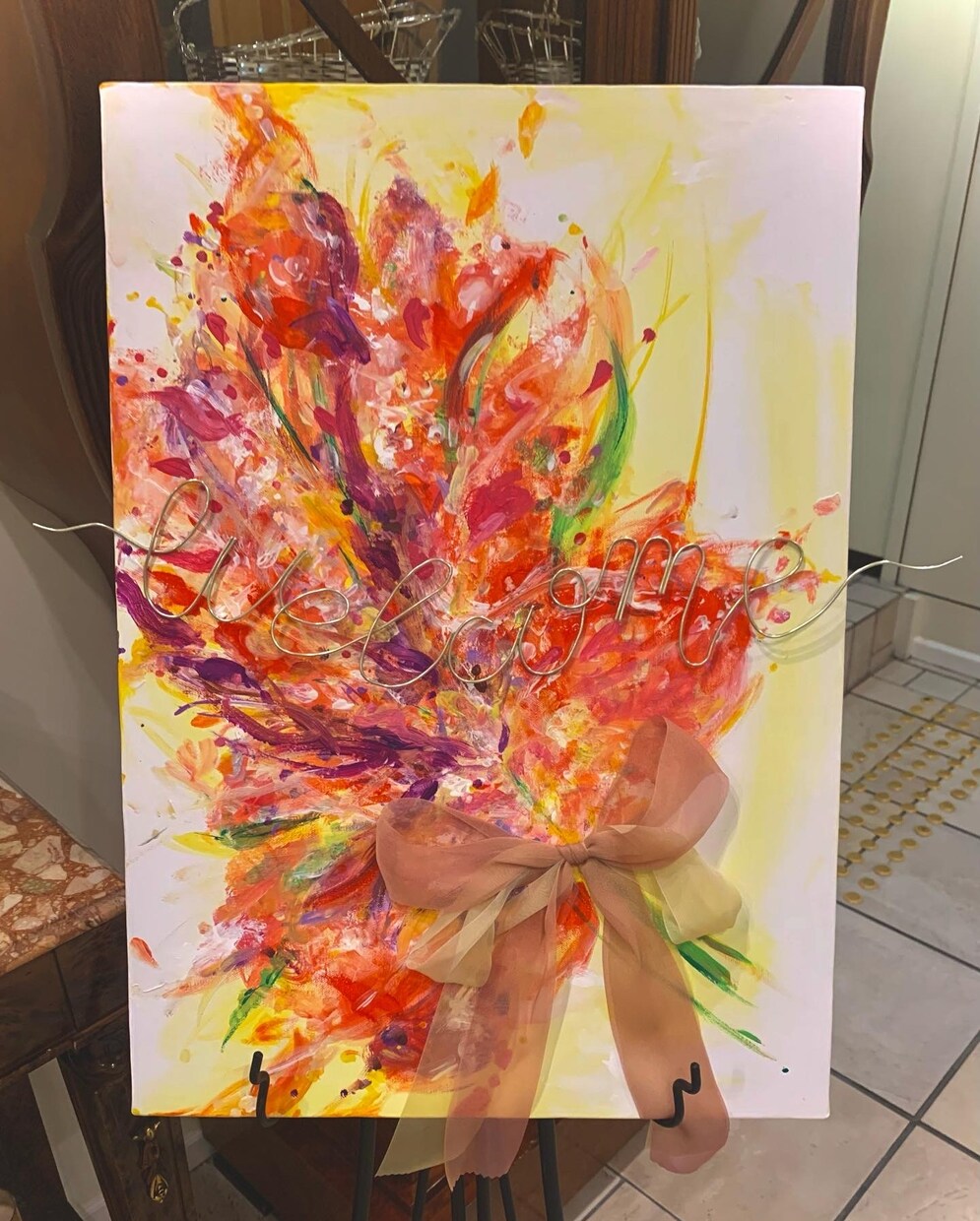 ブーケの絵画でウェルカムボード描きます 式当日使用のブーケを絵画にしたウェルカムボード！ イメージ4