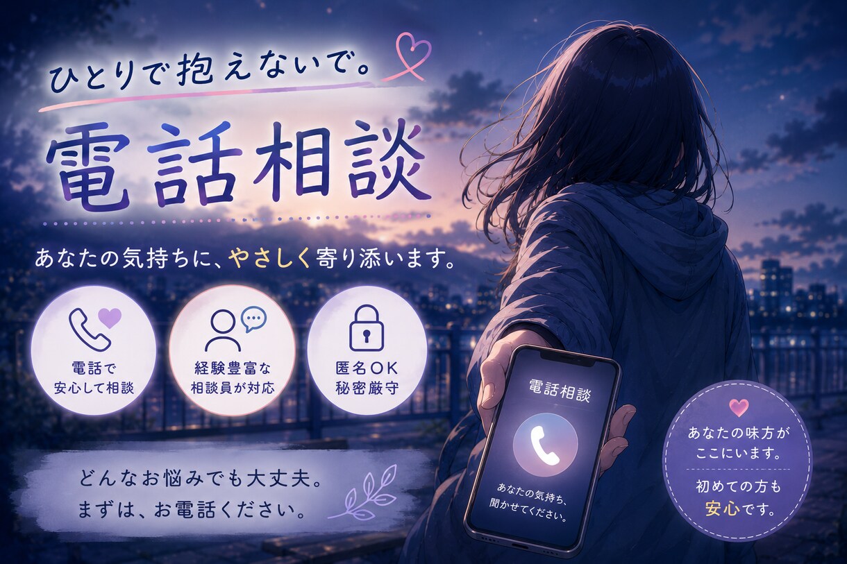 悩みお聞きします 自分の事少し話してみませんか。 イメージ1