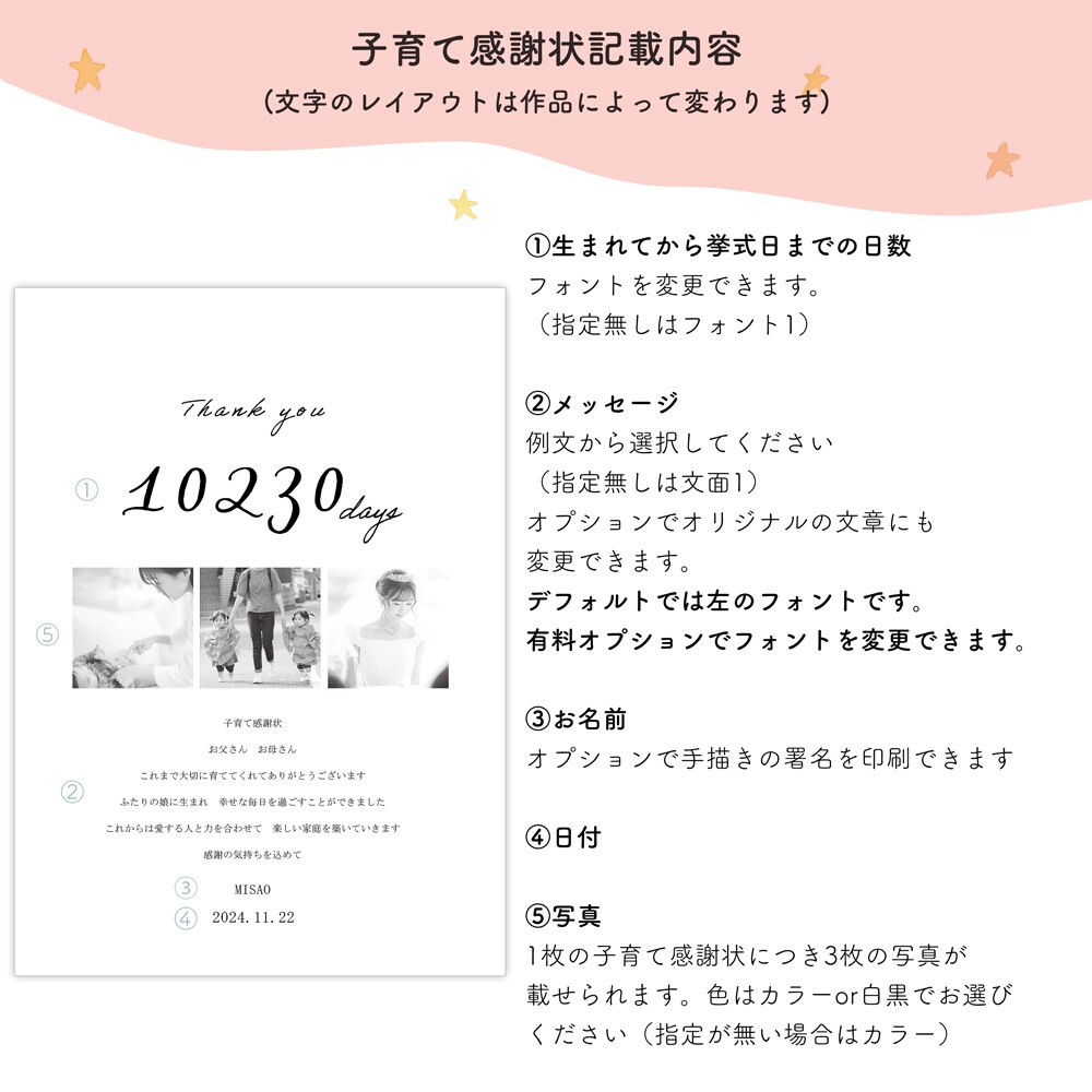送料無料 あじさいの感謝状・両親贈呈品作ります 選べるアクリルorキャンバス！特別な子育て感謝状を作れます イメージ5