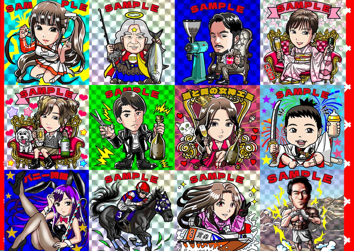 ビックリマンシール風似顔絵イラストを制作します シール実物も作成可能！広告・SNS・プレゼント等で必要な方へ イメージ8