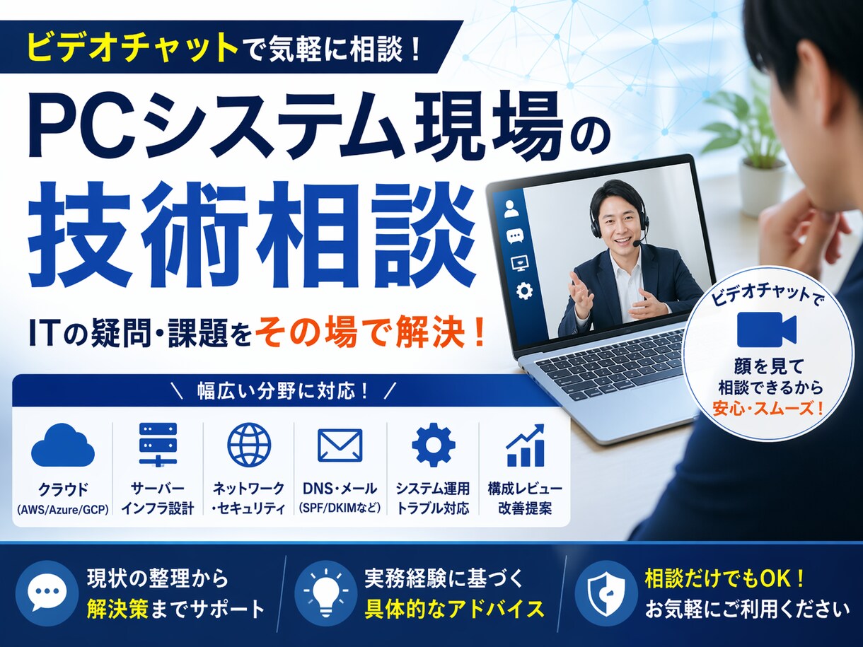ITシステム全般の技術相談を承ります クラウド・サーバー・DNSまで対応 イメージ1