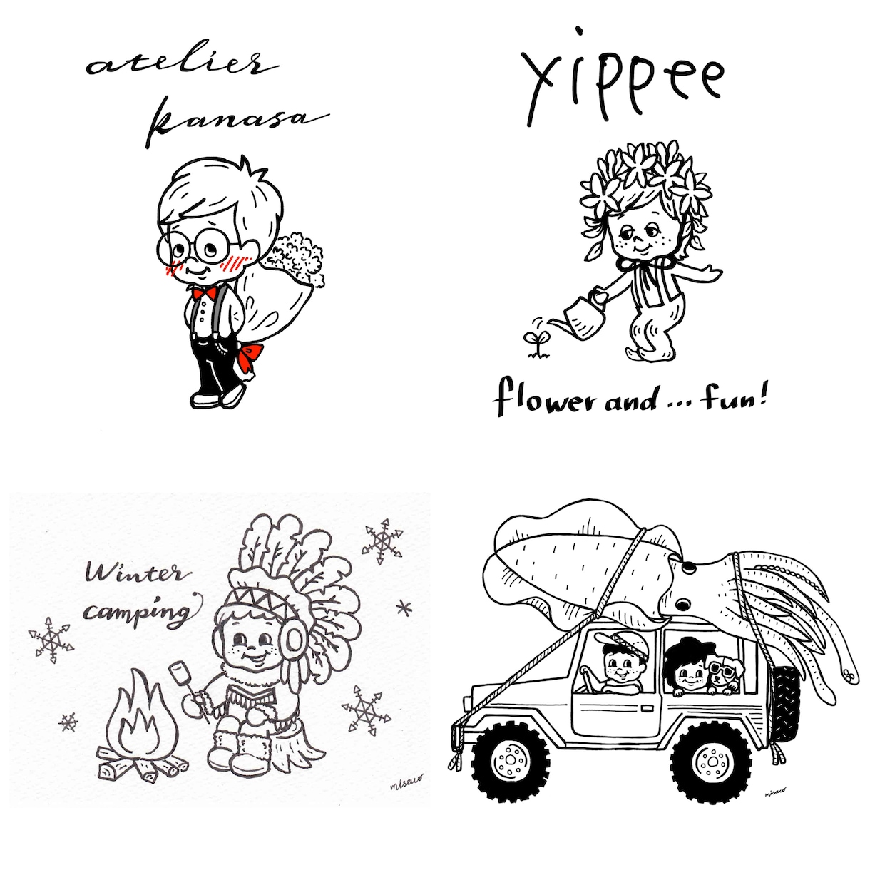 手描きの線でイラストロゴやキャラクターを制作します 起業、開業、屋号、チーム用に注目度UP↑の手描きロゴを☺︎ イメージ4
