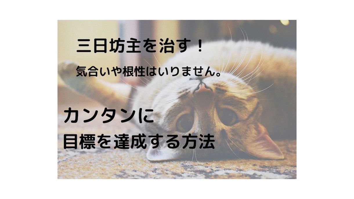 三日坊主のあなたも、楽に習慣化が身に付きます 目標を達成するには、努力も根性も、やる気さえいりません。 イメージ1