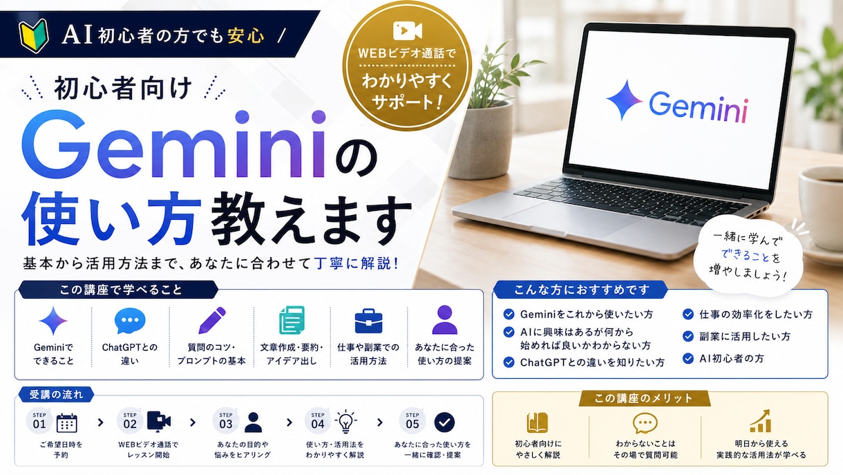 初心者向けGeminiの使い方教えます Geminiを仕事や副業に活用する方法教えます イメージ1