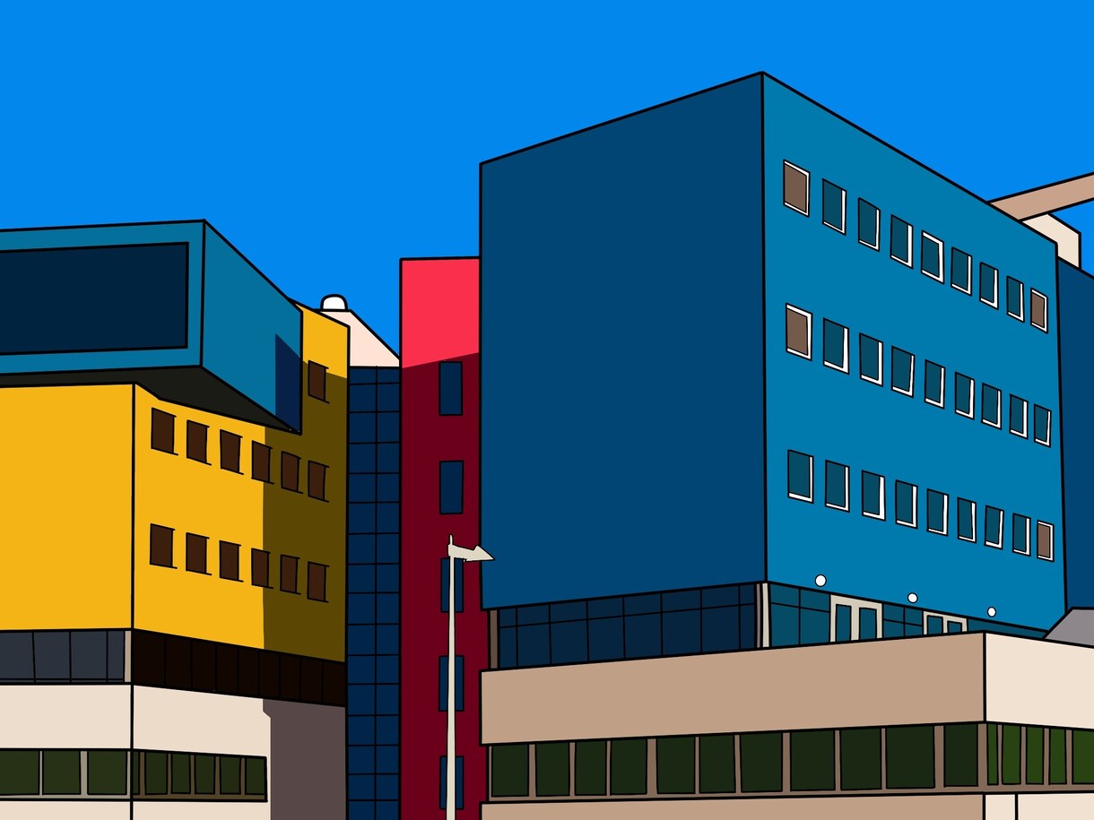 太陽の陽を浴びた街や風景をポップに描きます 色使いを特に意識して見た目の印象付けるイラストにしております イメージ4