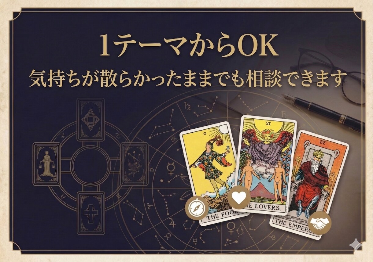 タロット×西洋占星術で仕事・進路を鑑定します 研究者・教育者の整理力で次の一手を言語化します イメージ4