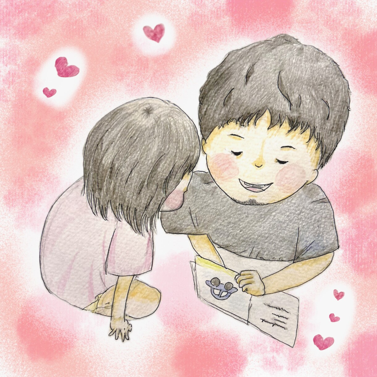 ほんわかタッチで絵本風似顔絵を描きます 色鉛筆を使ったイラストをデジタル化してお送り致します。 イメージ3