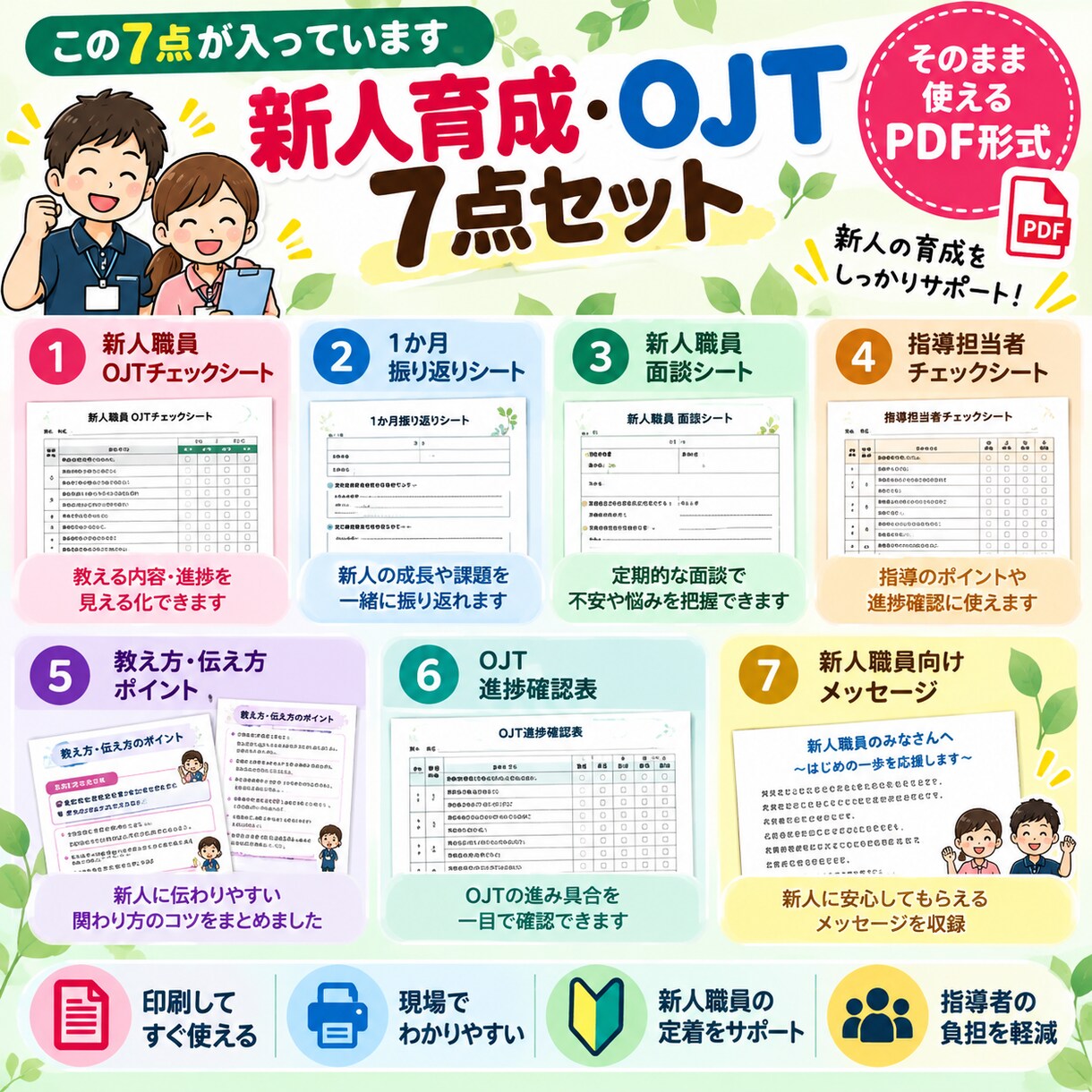 介護向け 新人育成・OJT7点セットを提供します 新人が安心して成長できるOJT資料7点セット イメージ2
