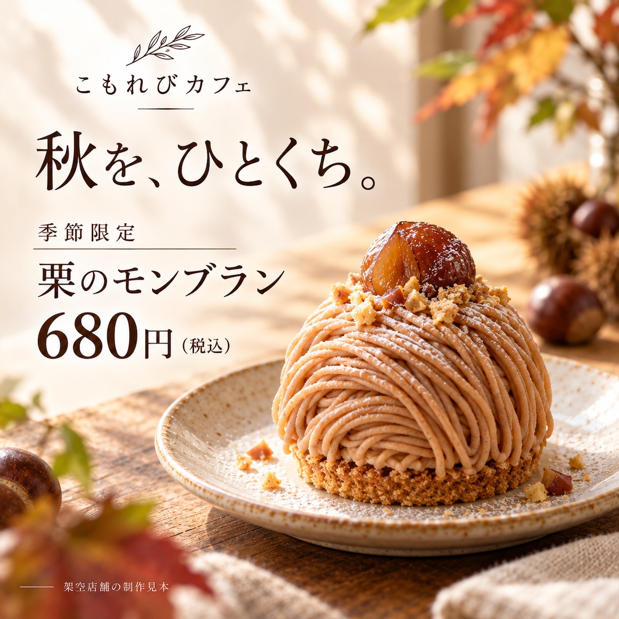 カフェのSNS画像と投稿文をまとめて作ります 商品紹介・季節メニュー・お知らせを、お店らしい雰囲気に イメージ1