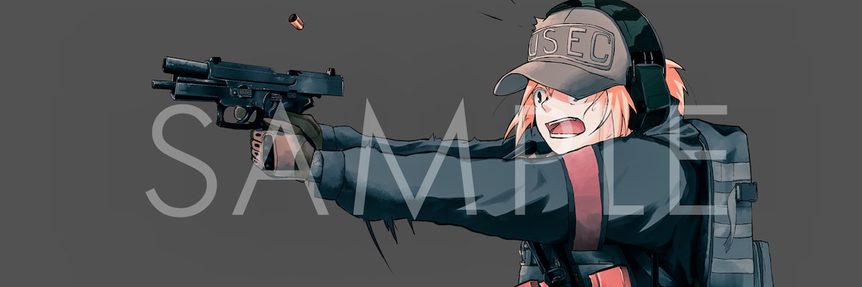 SNSヘッダー描きます 銃を持ったキャラクターのヘッダーが欲しい方へ イメージ4