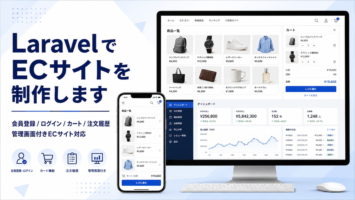 Laravelで管理画面付きECサイトを制作します 商品管理・カート・注文管理・Stripe決済まで対応 イメージ1