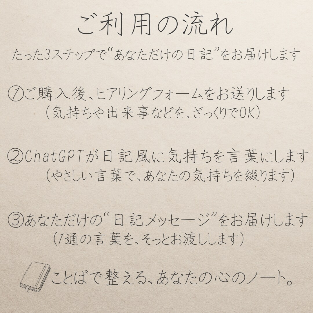 今の気持ちを言葉にする日記をお届けします 言えない気持ち、そっと言葉にしてみませんか？ イメージ3