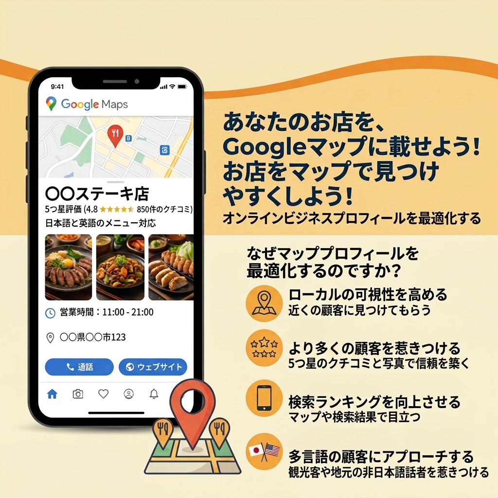Googleマップであなたのお店を英語表現します 自動翻訳では届かない飲食店メニューなども英語表現を最適化 イメージ1