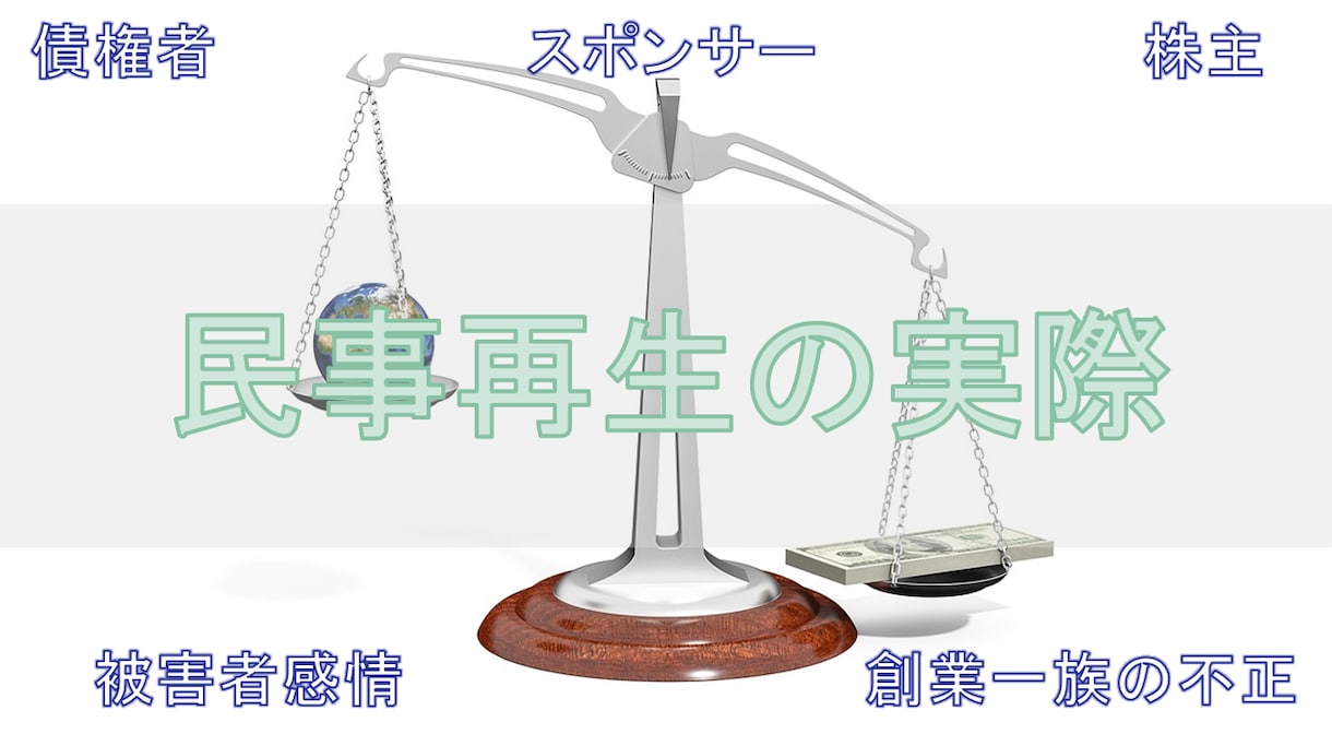 民事再生の経験話せます 民事再生に至る状況~支援先への譲渡まで全プロセスを語れます。 イメージ1